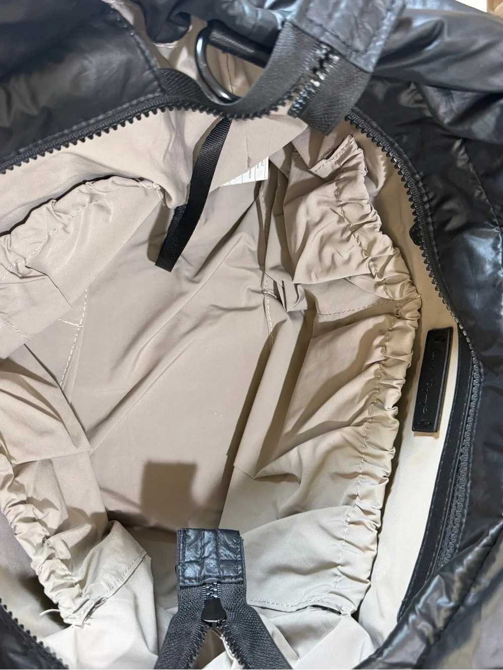 7AM Enfant Black Packable Quilted Puffer Tote Bag Travel Weekender Gym Carry On